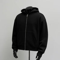 Men's Solid Custom Backpack Zip Up Hoodie